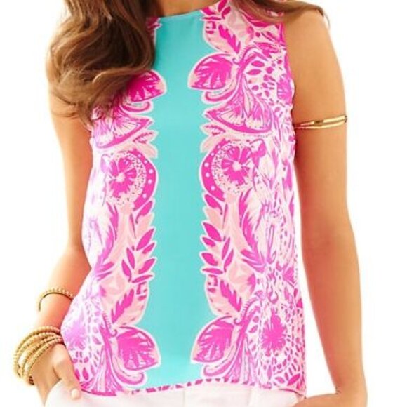 Lilly Pulitzer Iona Silk Shell Tropical Dreams - Small - Picture 1 of 16